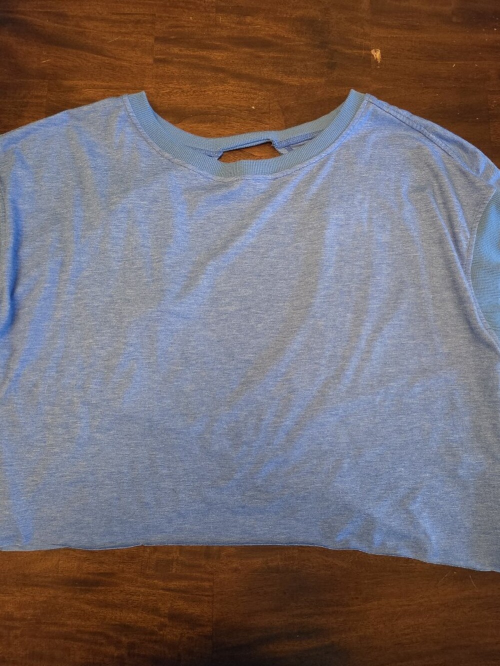 Light Blue Open Cross Back Workout Crop Top Short Sleeve - Size S